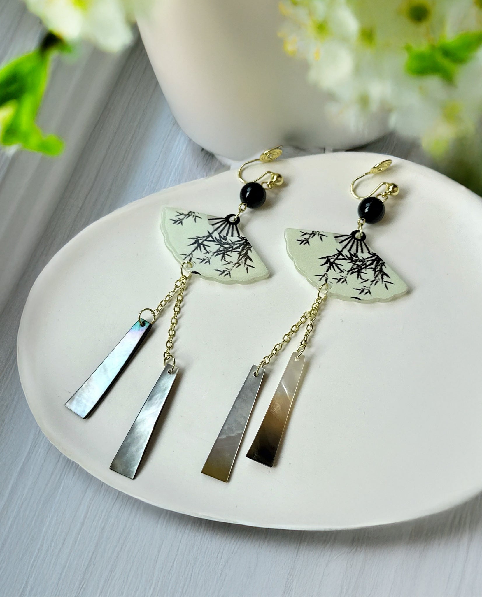 Bông tai cánh quạt khuyên tai trang sức phụ kiện phong cách cổ trang | Thời trang bền vững Hity