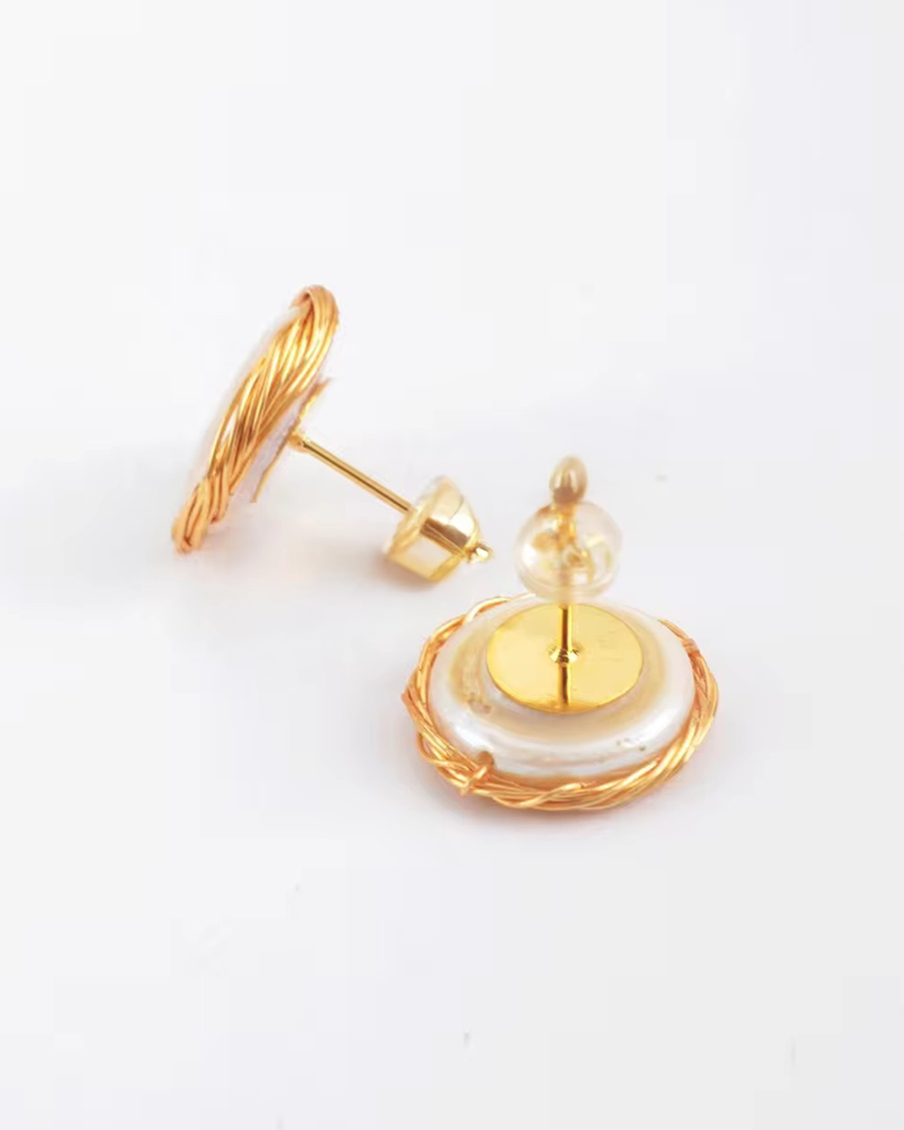 Bông Tai Nụ Ngọc Trai Baroque Handmade ACC268