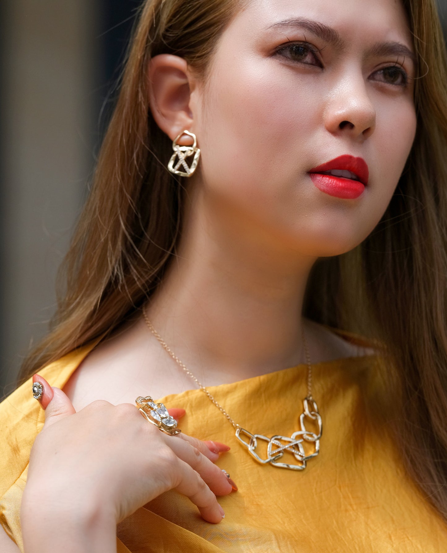 Bộ Vòng Cổ Bông Tai Đa Giác ACC167