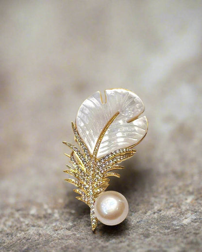 Trâm cài áo xà cừ ngọc trai thô baroque thời trang Hity