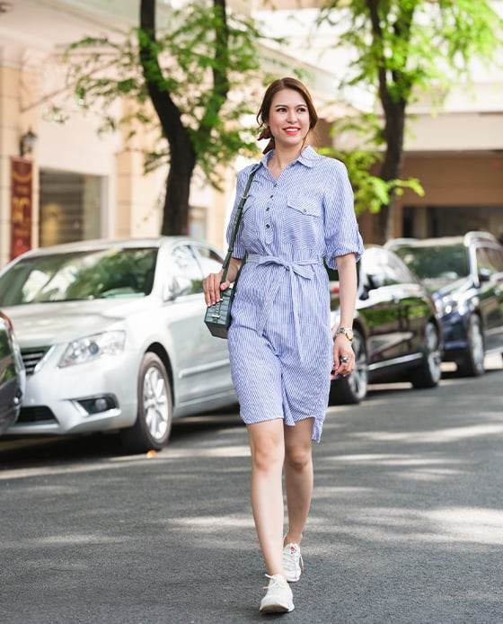 Đầm Sơmi Linen Vivian DRE121 Sọc - Hity