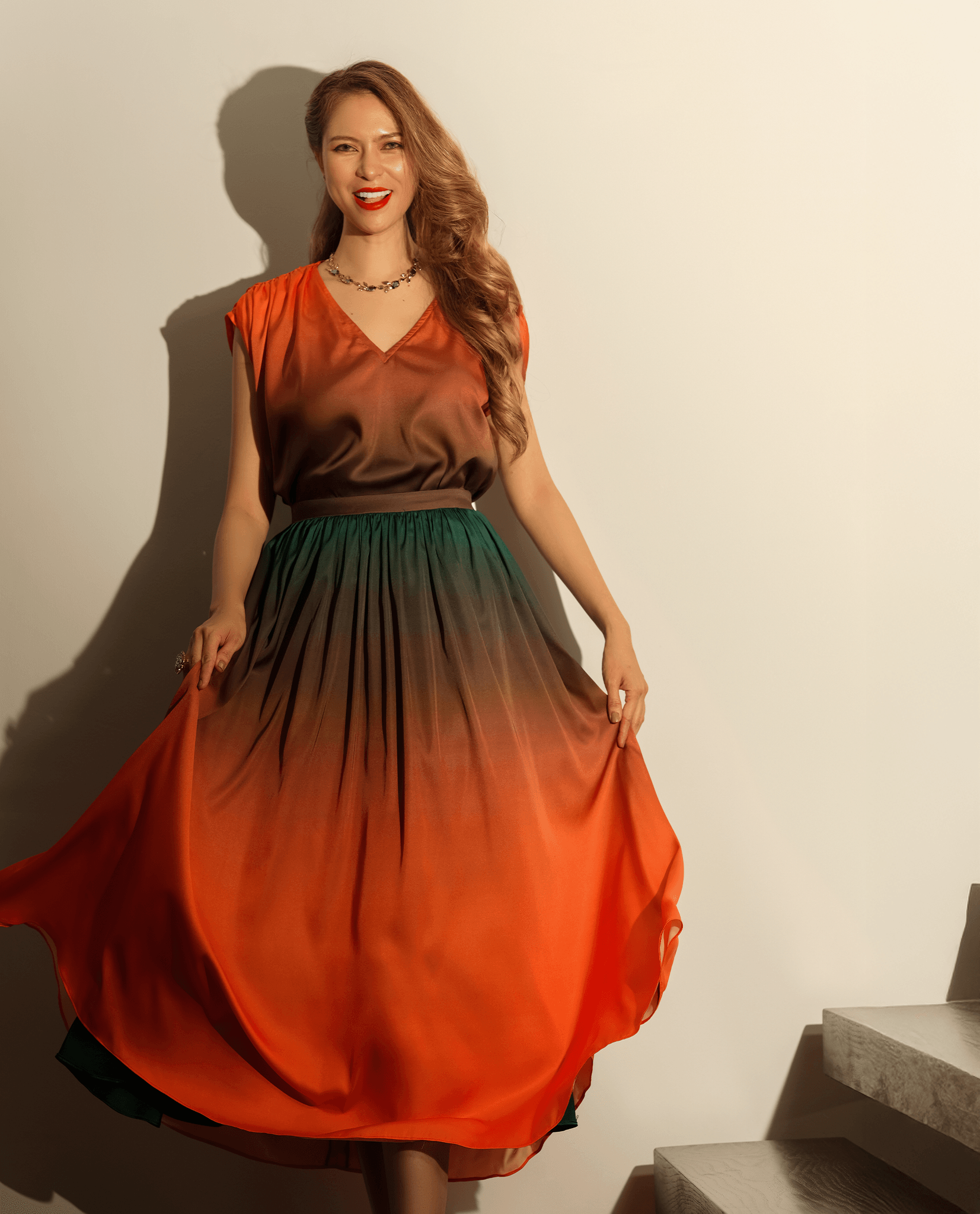 Váy Maxi Ombre Hoàng Hôn SKI040 - Hity