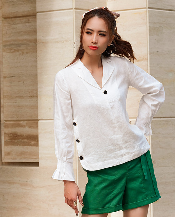 Áo Cổ Ve Linen Vinca TOP148