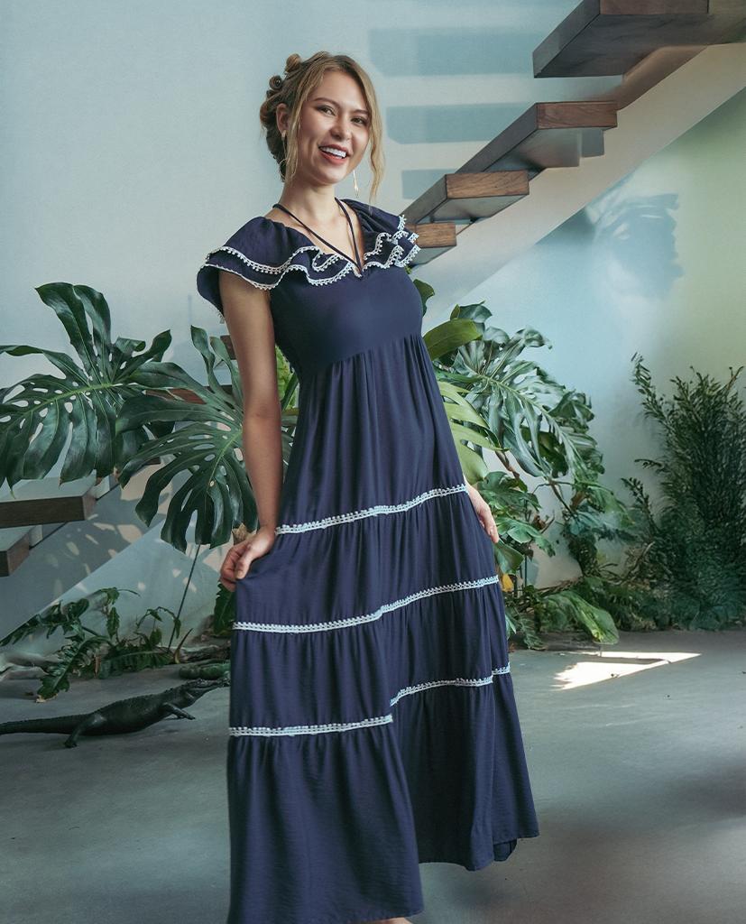 Đầm Maxi Thâm Lam DRE175