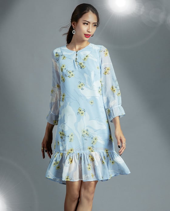 Đầm Suông Hoa Hạ Vàng DRE104
