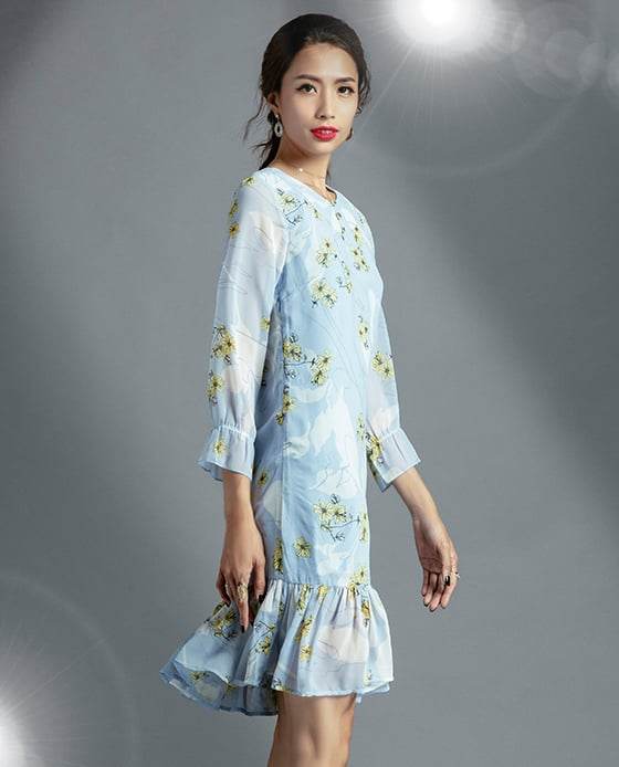 Đầm Suông Hoa Hạ Vàng DRE104 - Hity