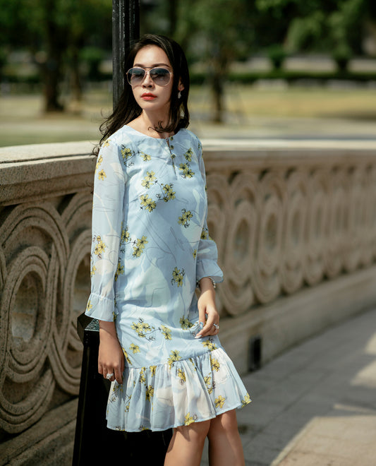 Đầm Suông Hoa Hạ Vàng DRE104