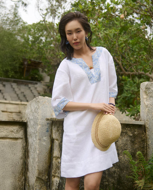 Đầm Suông Linen Thêu Thảo DRE233 - Hity