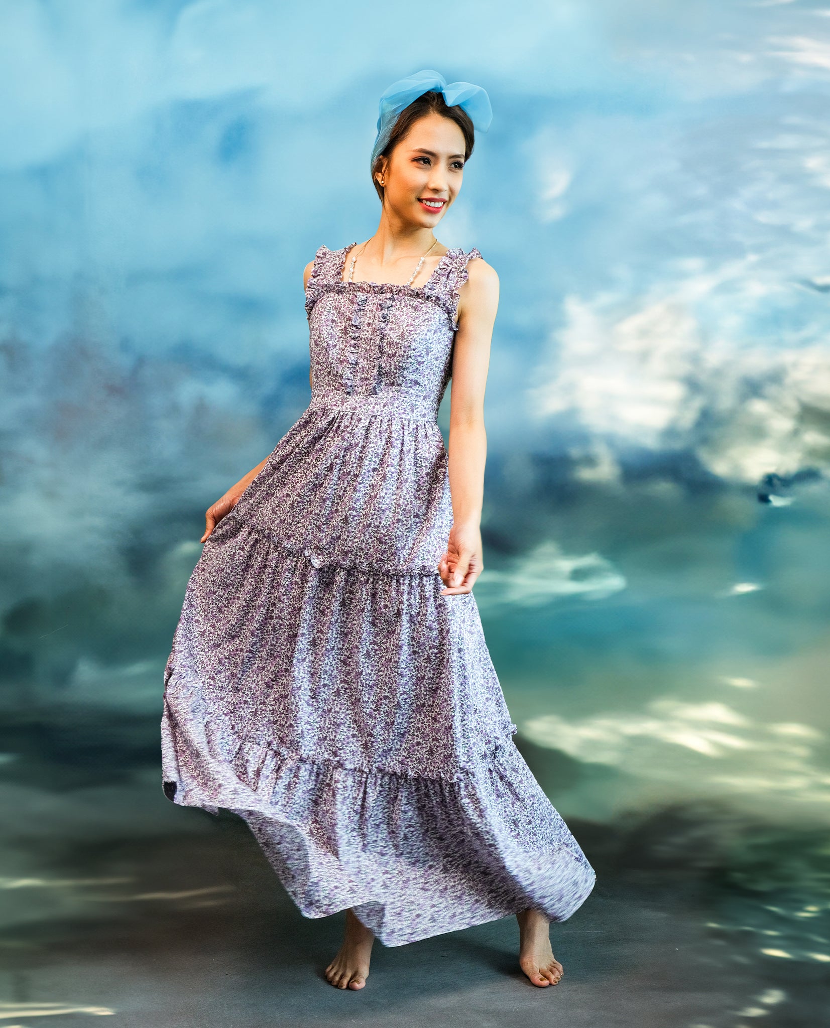 Đầm maxi cotton hoa nhí thời trang Hity DRE161