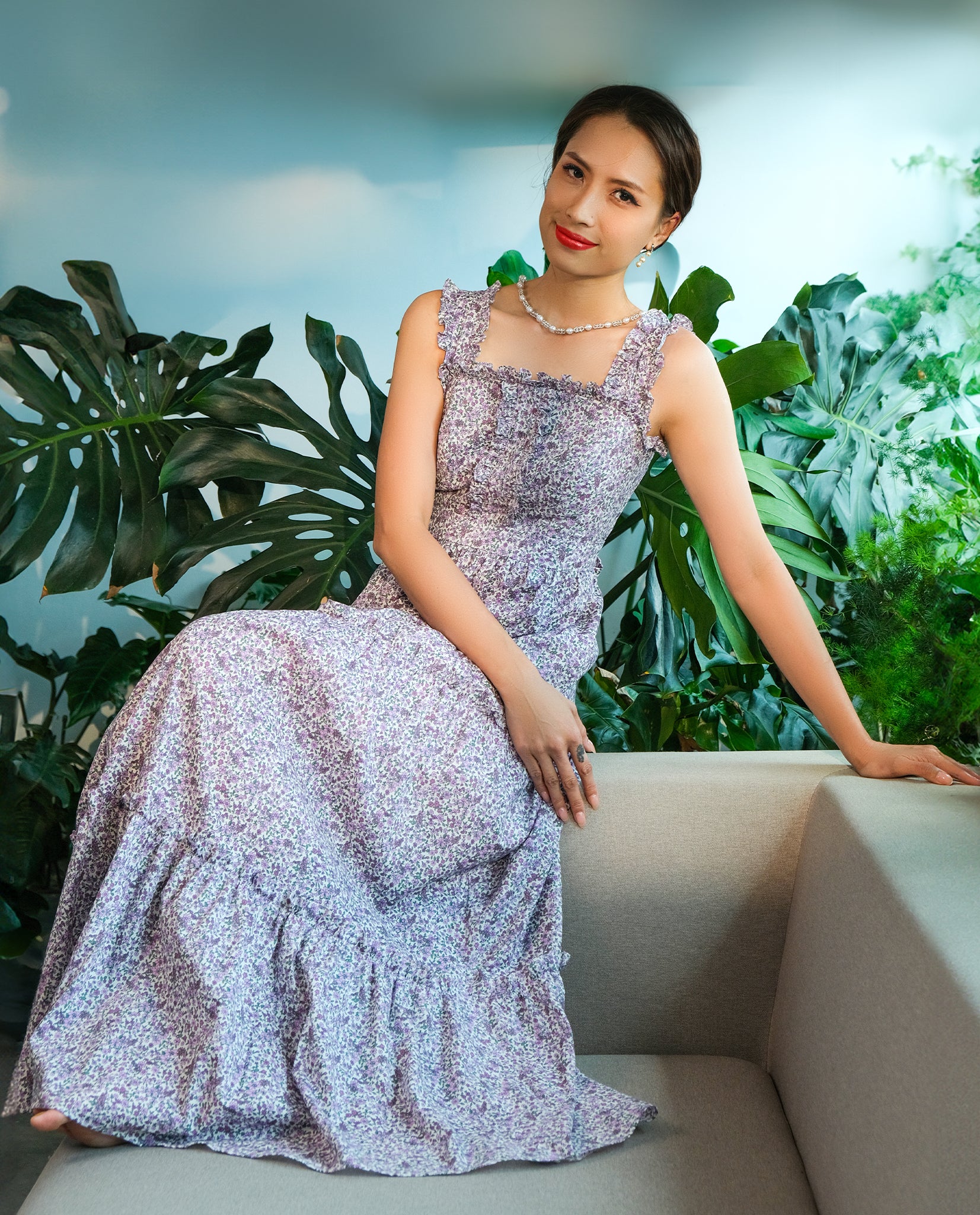 Đầm maxi cotton hoa nhí thời trang Hity DRE161