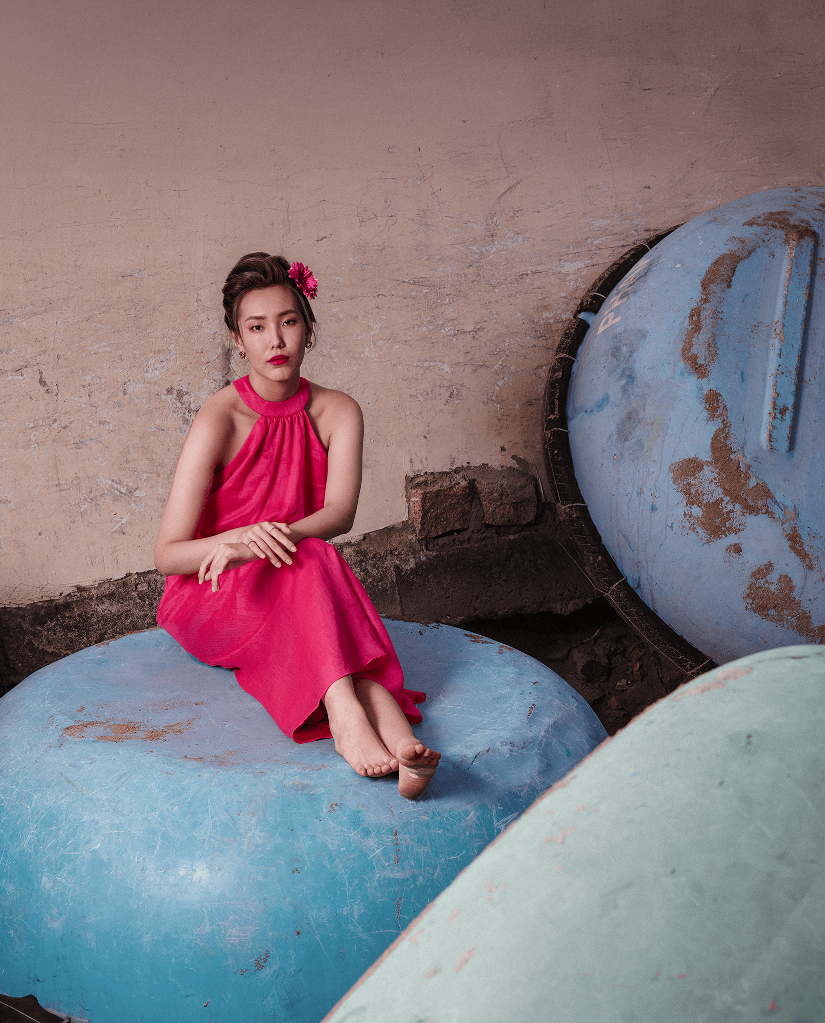 Đầm Maxi Cổ Yếm Đào Tơ DRE184 - Hity