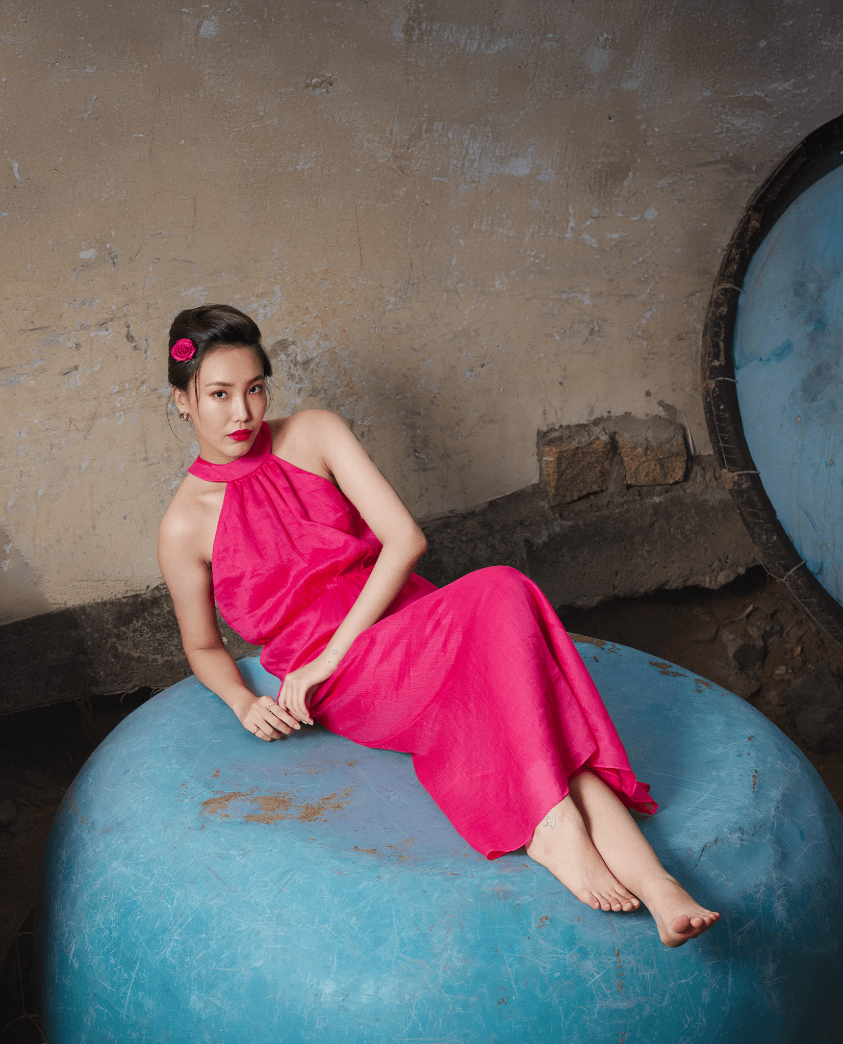 Đầm Maxi Cổ Yếm Đào Tơ DRE184 - Hity