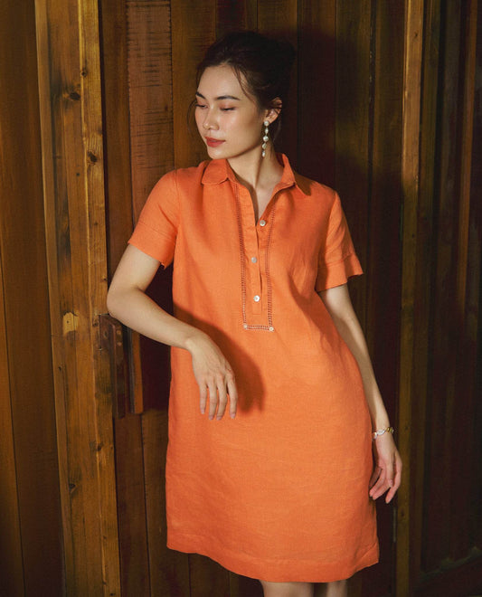 Đầm Sơ Mi Linen Kéo Sợi Mơ Nghiền DRE197 - Hity