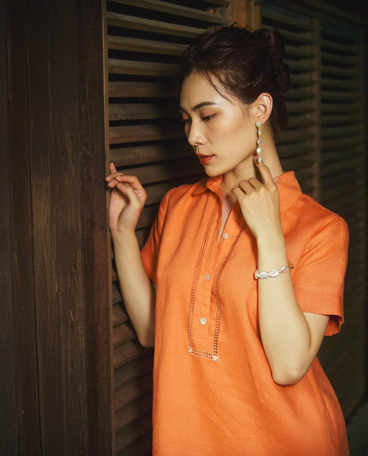 Đầm Sơ Mi Linen Kéo Sợi Mơ Nghiền DRE197 - Hity
