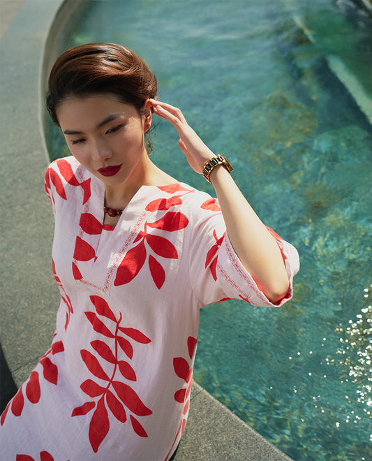 Đầm Suông Linen Thêu Phúc DRE233