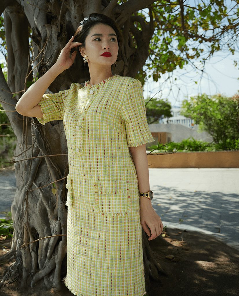 Đầm Suông Tweed Nhã Tích DRE213 - Hity