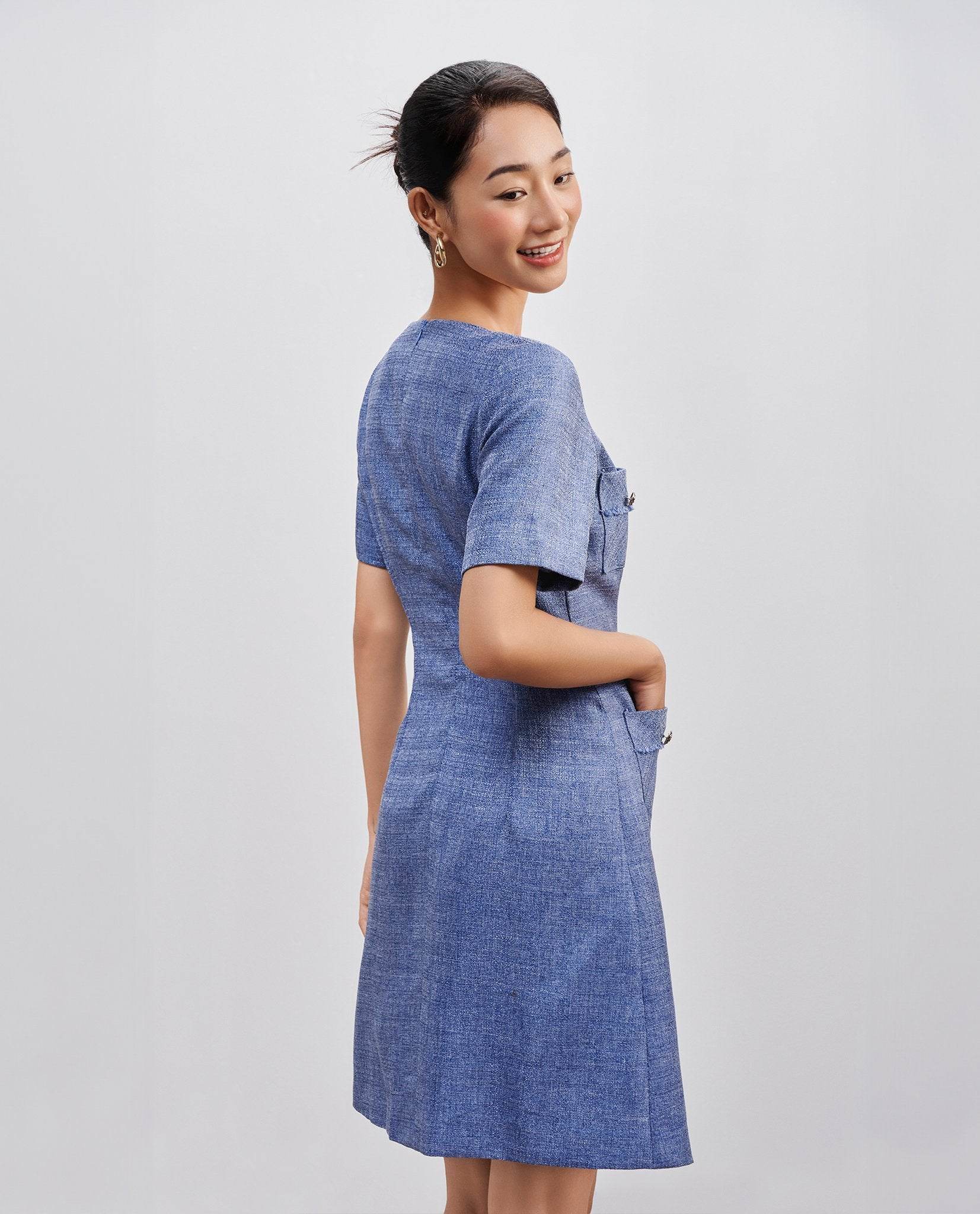 Đầm Tweed Cổ Vuông Thạch DRE190 - Hity