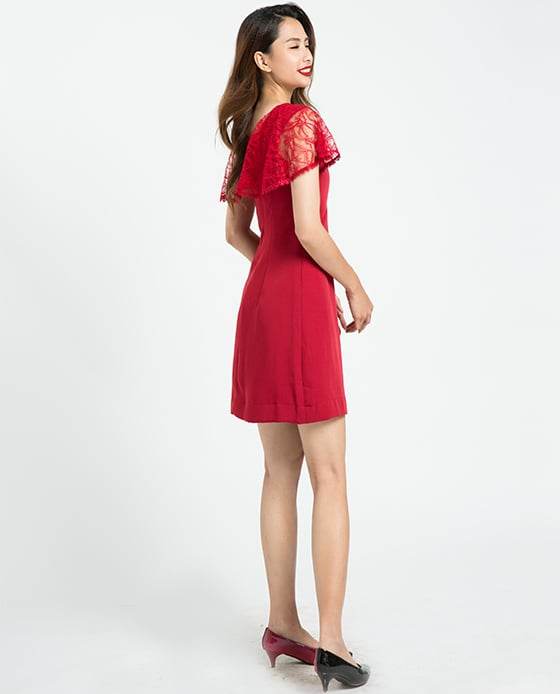 Đầm Ôm Phối Ren Lửa DRE086 - Hity
