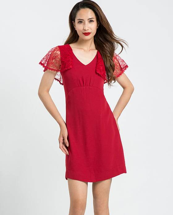 Đầm Ôm Phối Ren Lửa DRE086 - Hity