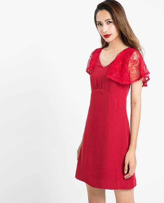 Đầm Ôm Phối Ren Lửa DRE086 - Hity