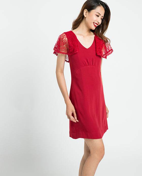 Đầm Ôm Phối Ren Lửa DRE086 - Hity