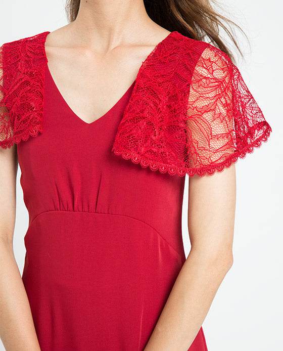 Đầm Ôm Phối Ren Lửa DRE086 - Hity