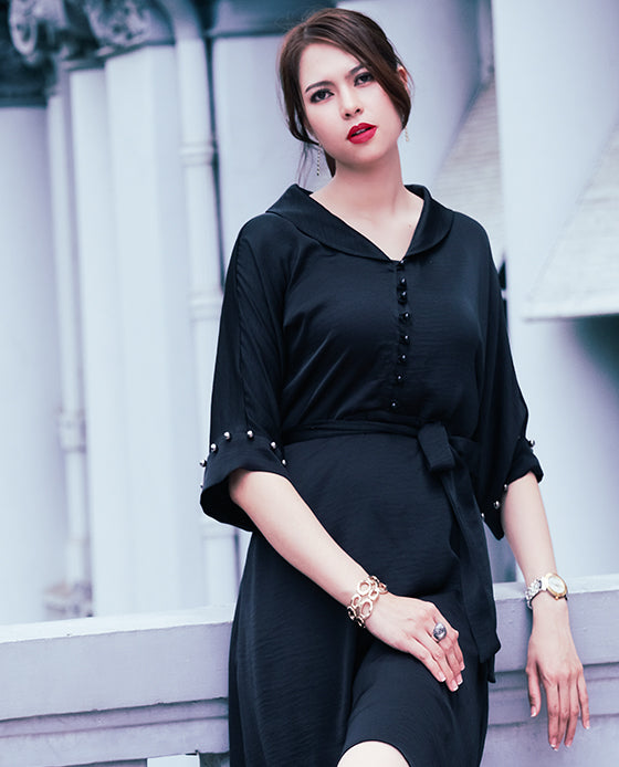 Đầm Tay Liền Xạ Hương DRE130