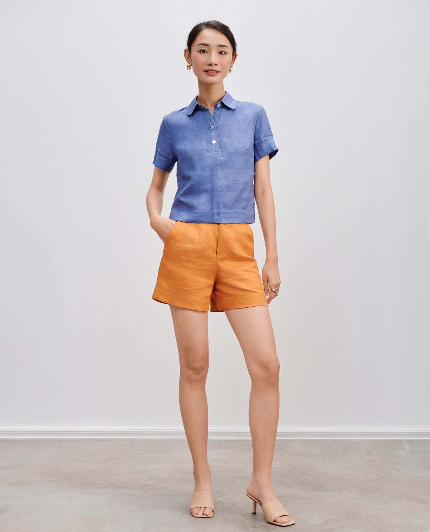 Áo Sơ Mi Croptop Linen Thạch TOP195