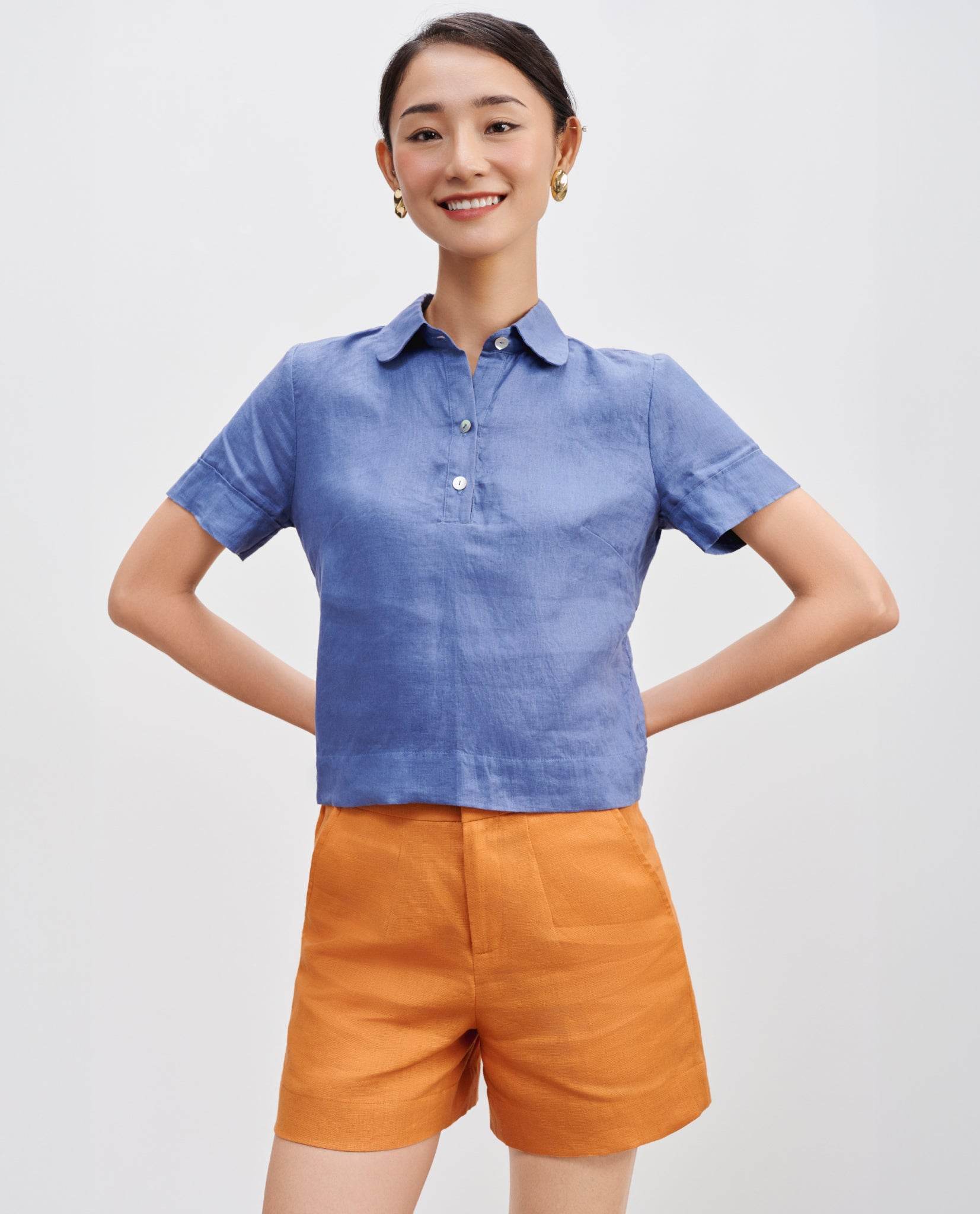 Áo Sơ Mi Croptop Linen Thạch TOP195 - Hity
