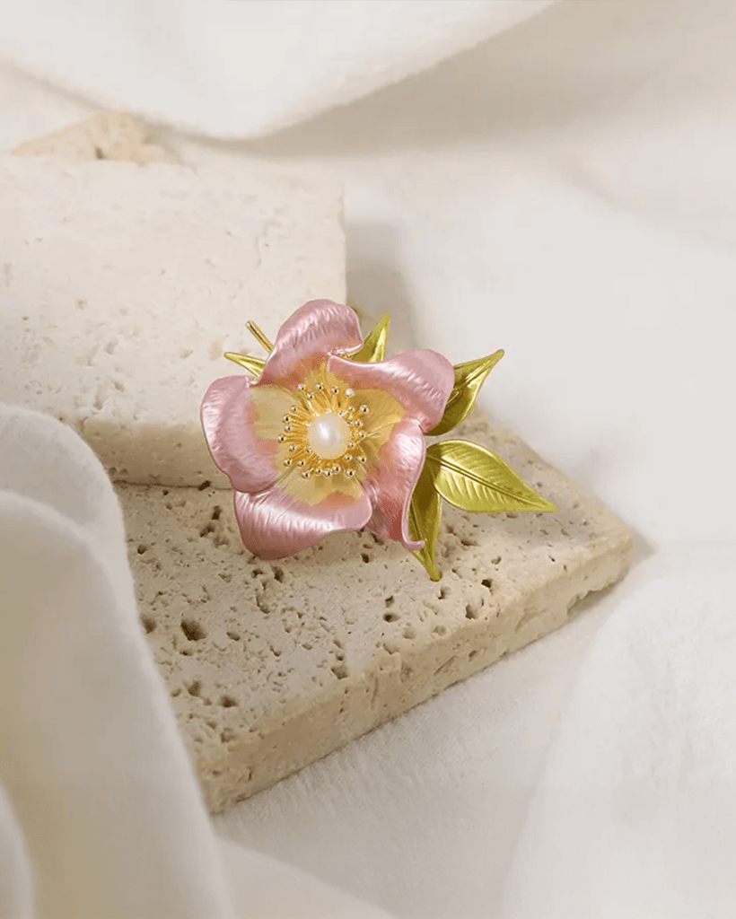 Cài Áo Ngọc Trai Baroque Hồng Hoa - Hity