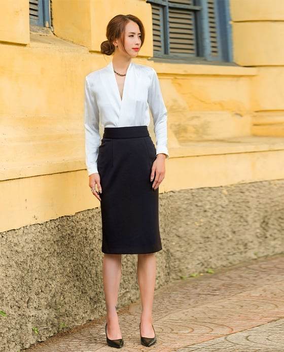 Váy Bút Chì SKI031 Casette Đen Huyền Bí - Hity