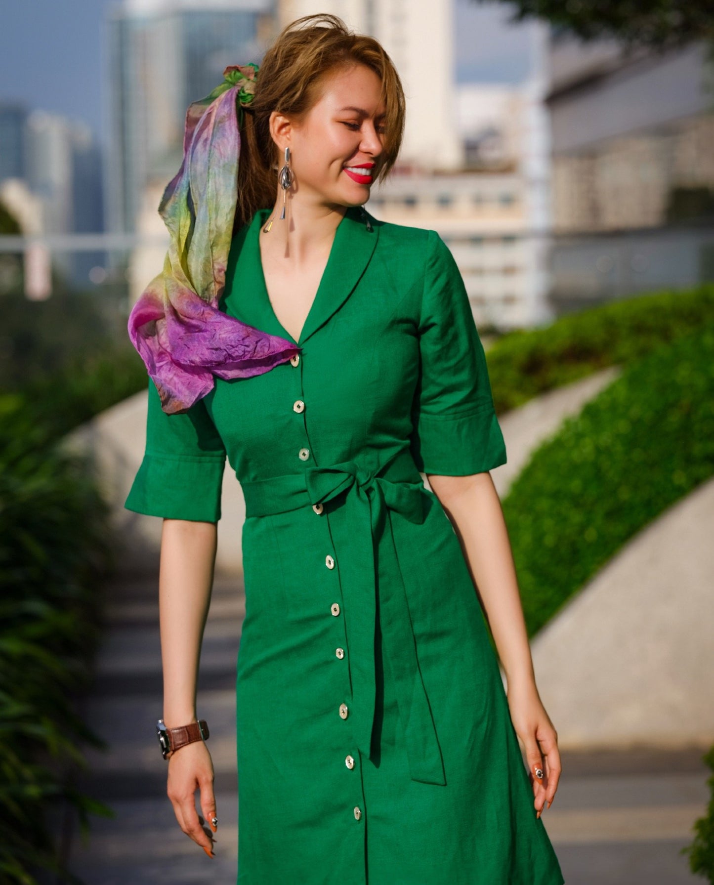 Đầm Ôm Linen Trúc DRE143