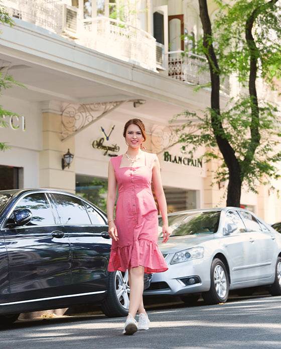 Đầm Linen Xòe Sakura DRE134 - Hity