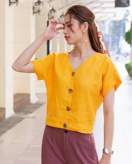 Áo Croptop Linen Carolina TOP134 - Hity