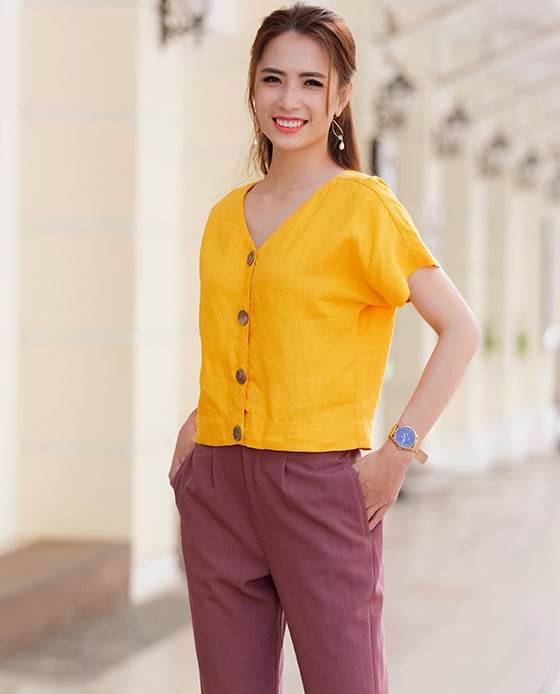 Áo Croptop Linen Carolina TOP134 - Hity