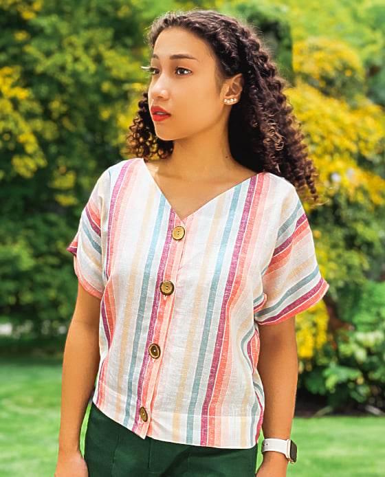 Áo Croptop Linen Rainbow TOP134 - Hity