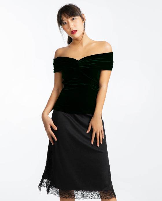 Áo Trễ Vai Nhung Cát Tiên TOP115 - Hity