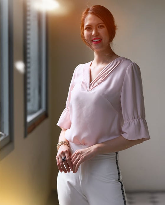 Áo Xếp Ly Anh Đào TOP143