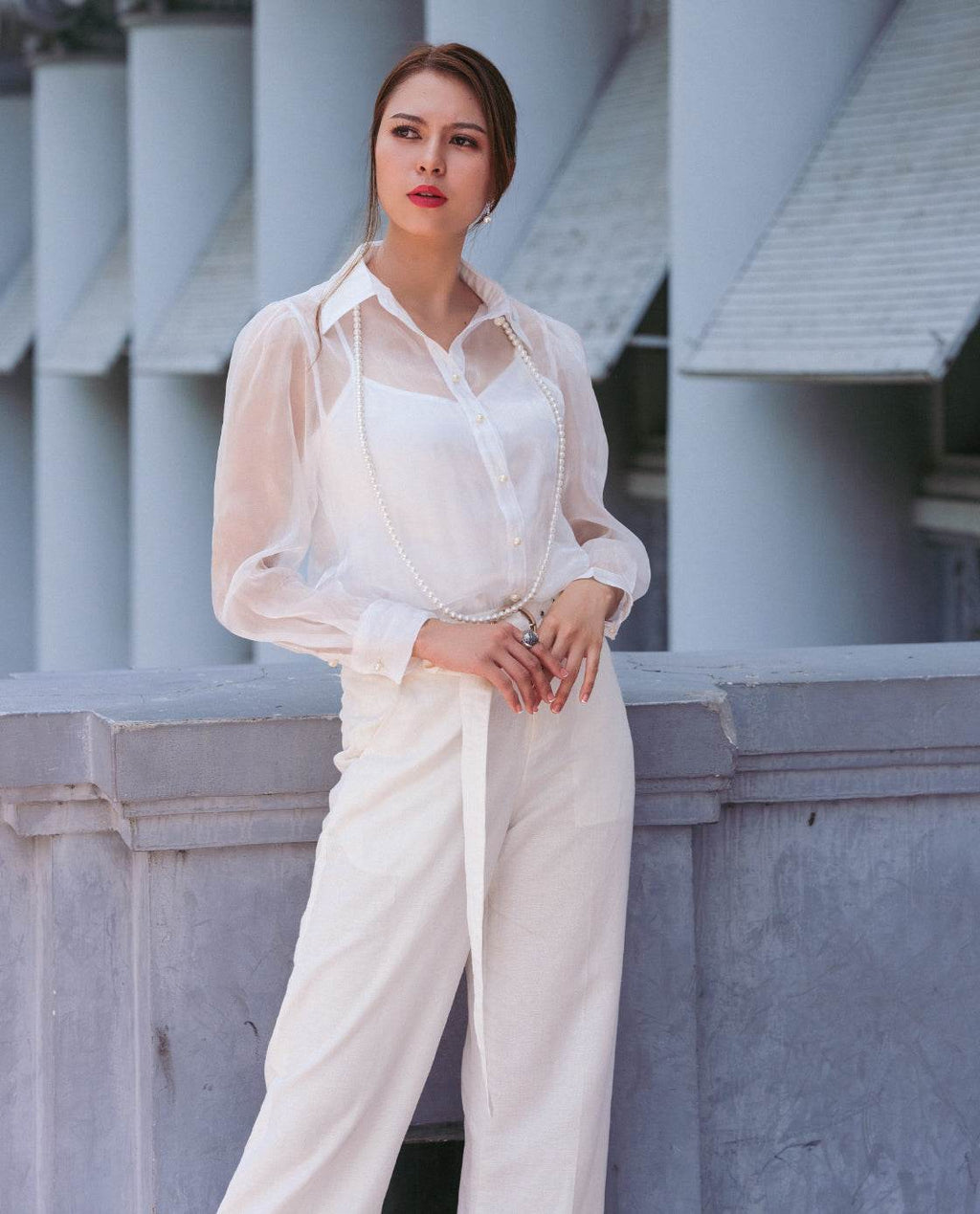Áo Sơ Mi Organza Mây TOP130 - Hity