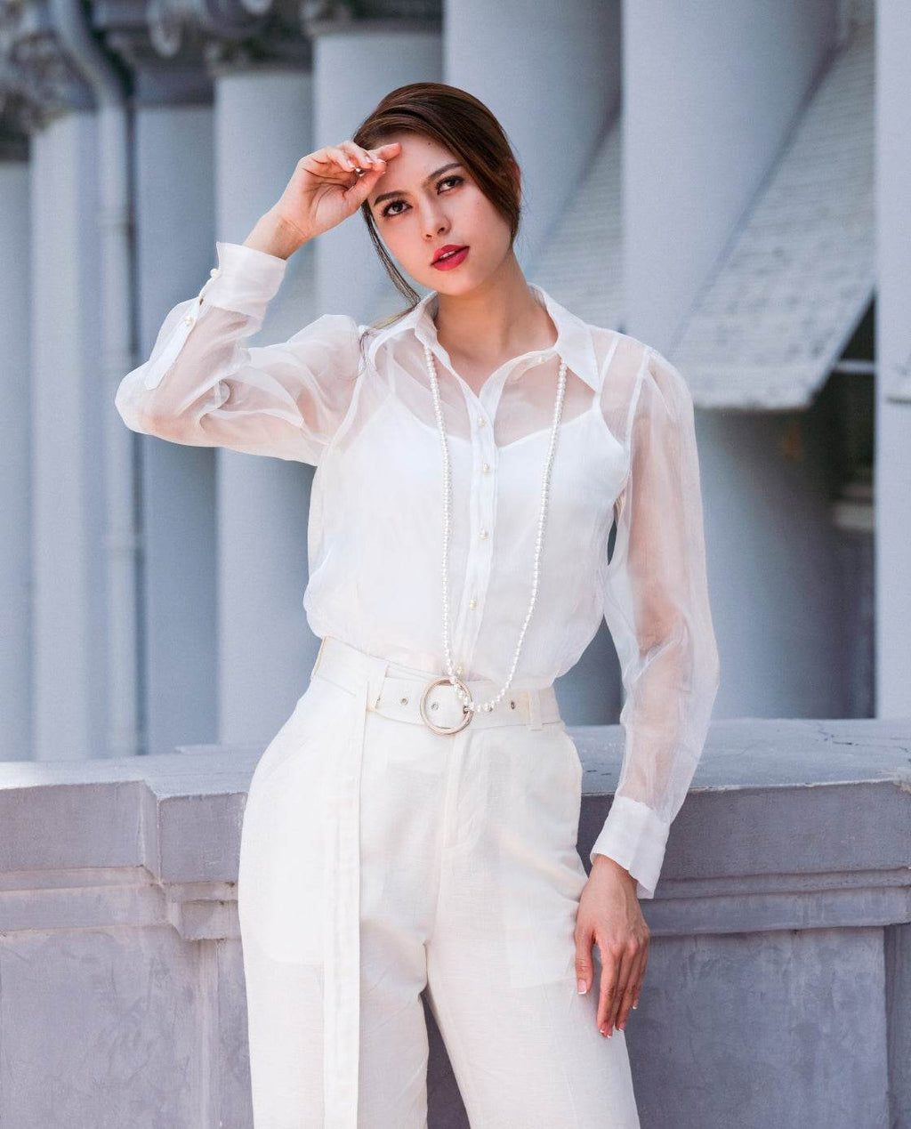 Áo Sơ Mi Organza Mây TOP130 - Hity