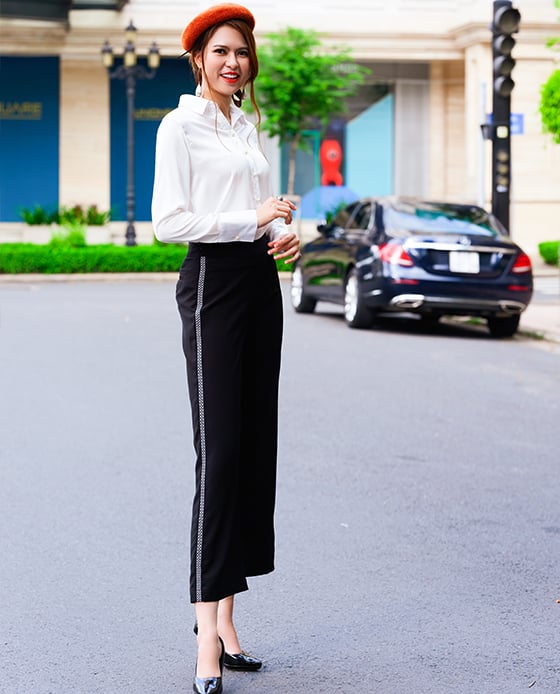 Quần Lửng Ống Rộng Culottes Ô PAN048