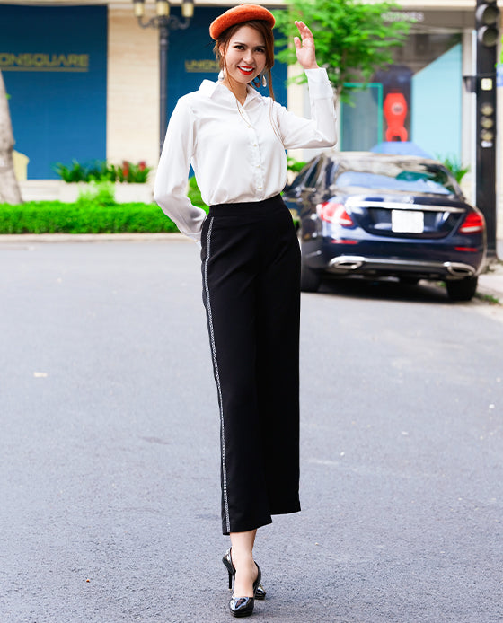 Quần Lửng Ống Rộng Culottes Ô PAN048