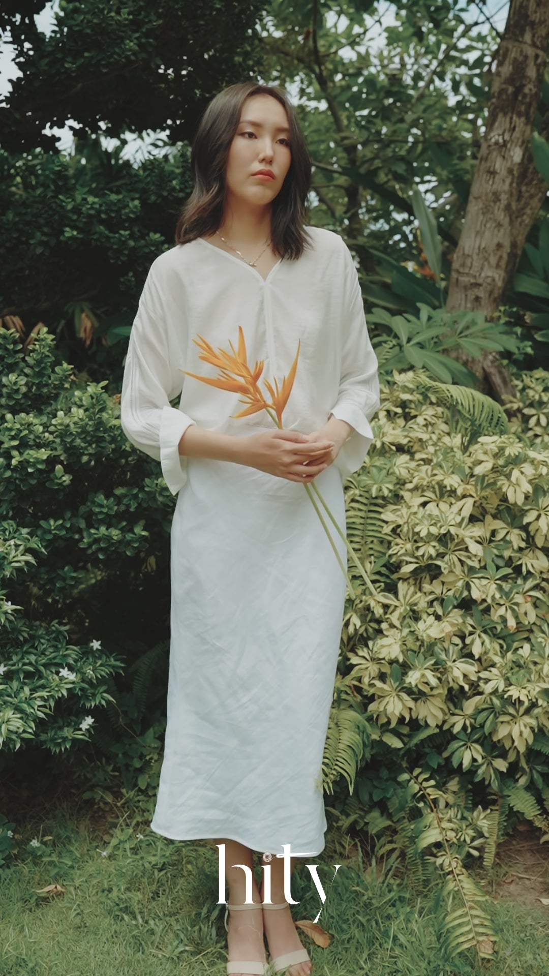 Áo kiểu cổ tim tay dài phối ren thời trang Hity