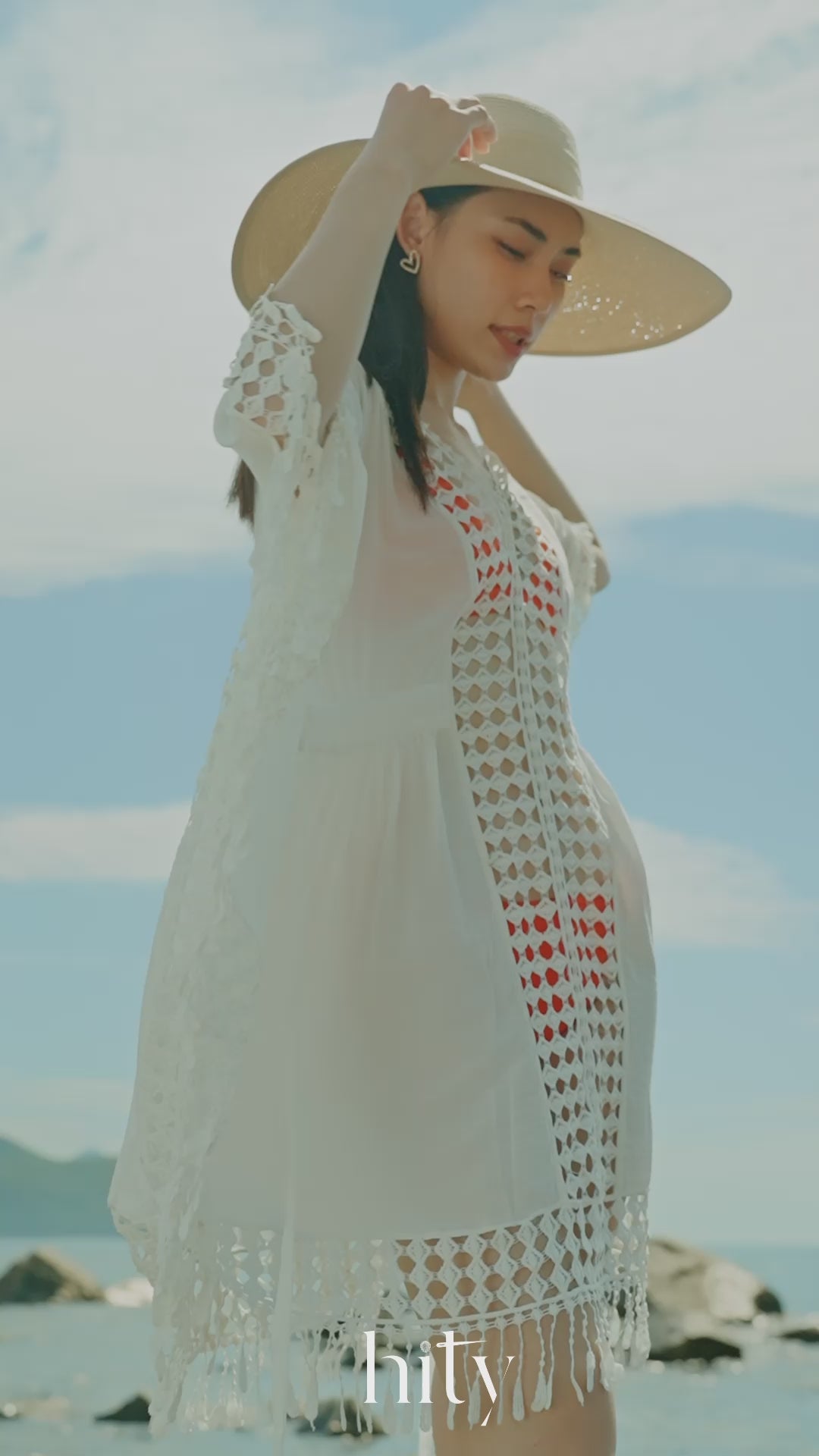 Áo khoác trắng đi biển bikini thời trang Hity