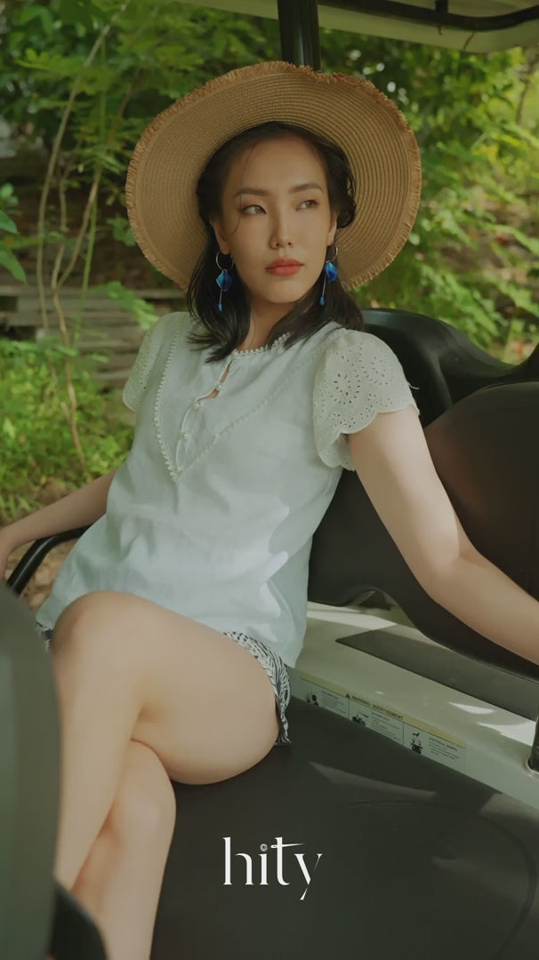 Áo linen trắng phối ren thời trang Hity