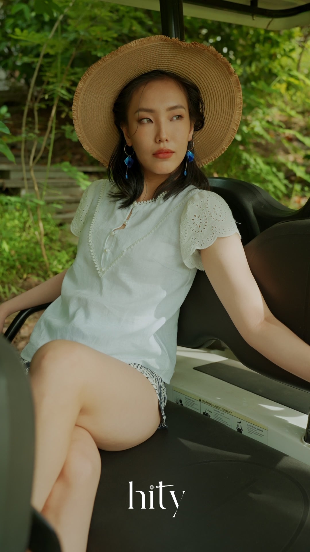 Áo suông tay ren linen trắng thời trang Hity