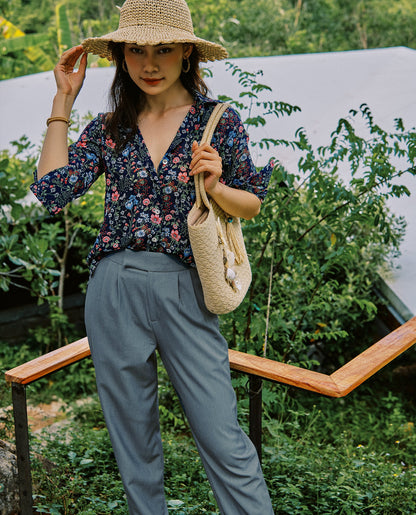 Quần baggy quần tây nữ ống nhỏ cotton | Thời trang bền vững Hity