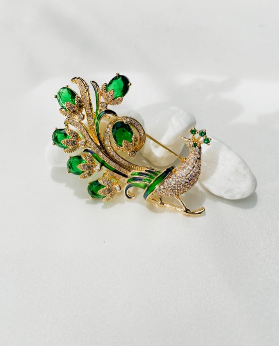Cài Áo Chim Công Emerald ACC137.1