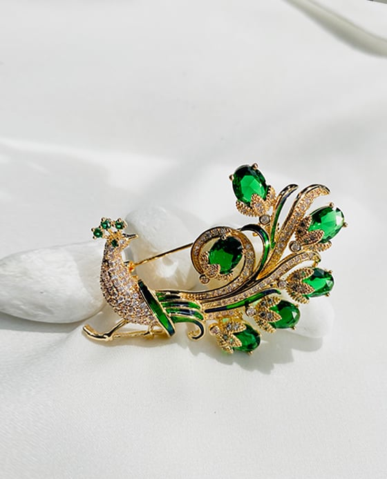 Cài Áo Chim Công Emerald ACC137.1