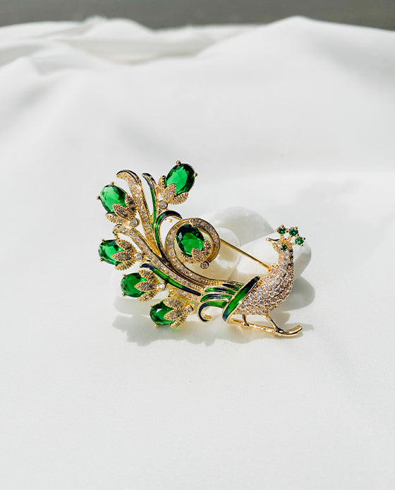 Cài Áo Chim Công Emerald ACC137.1